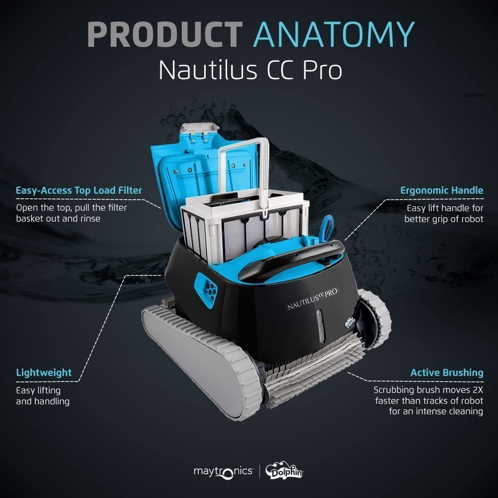 Dolphin Nautilus CC Pro Wi-Fi Robotic Pool Vacuum Cleaner up to 50 FT – Waterline Scrubber Brush - Image 2