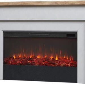 Real Flame Malie 68″ Electric Fireplace with Mantel & Remote Control
