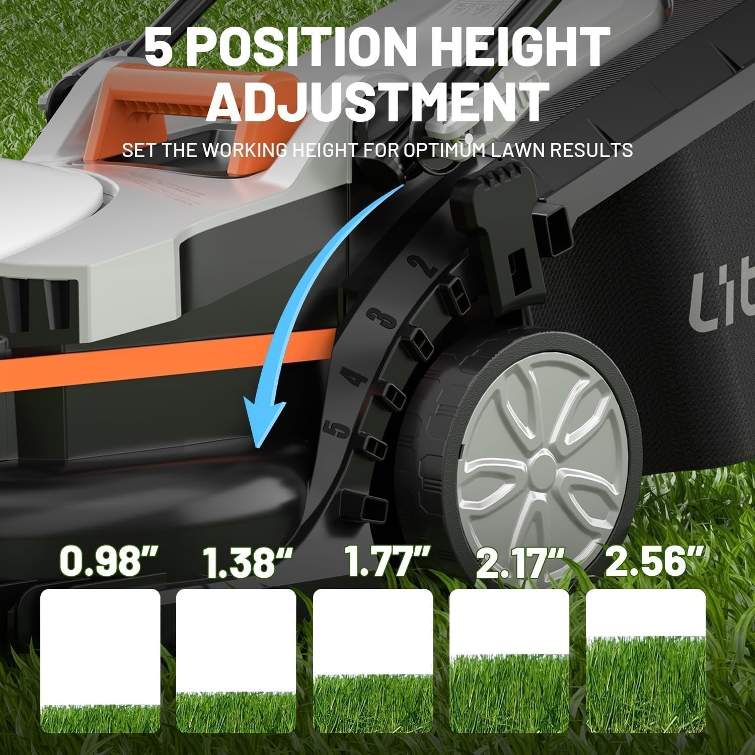 Litheli 13″ 20V Cordless Lawn Mower with 4.0Ah Battery - Image 4