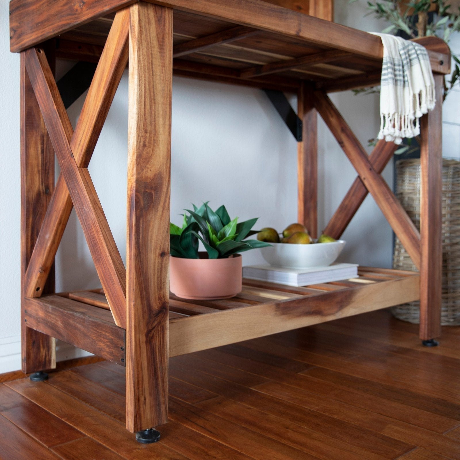 Potting Table/Bench/Serving Bar – Acacia Wood - Image 14