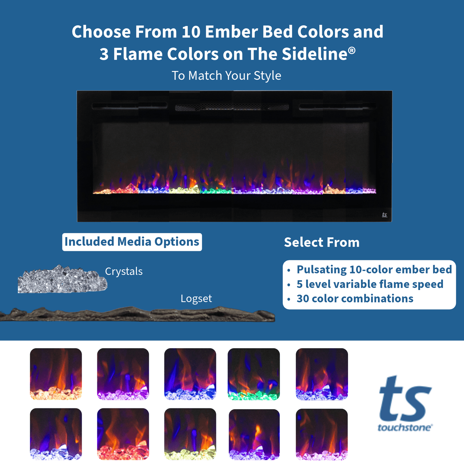 The Sideline 50 Inch Recessed Smart Electric Fireplace 80004 - Image 6